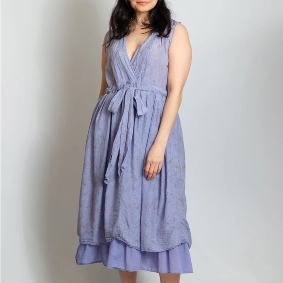 Cp Shades - Julia Cotton Silk Midi Dress Printed Blue